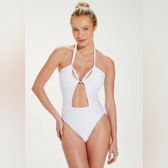 Vix Paula Solid Brenda White One Piece Swimsuit size Medium - Picture 1 of 6